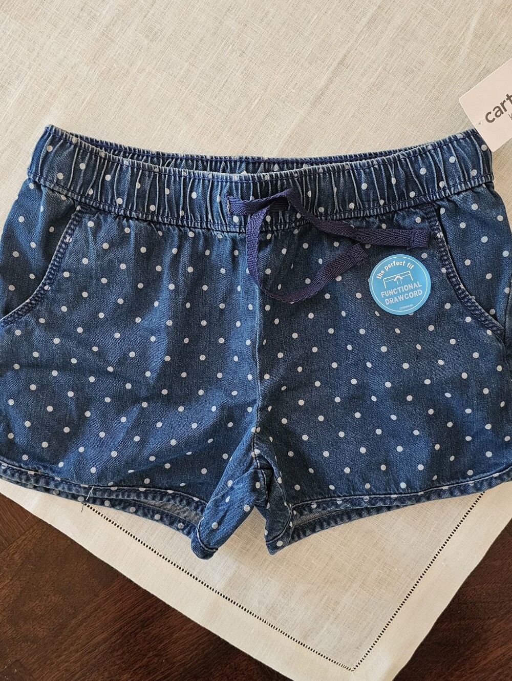 NWT Carter's Kid Chambray Polka Dot Pull-On Shorts Blue Size 6/6x